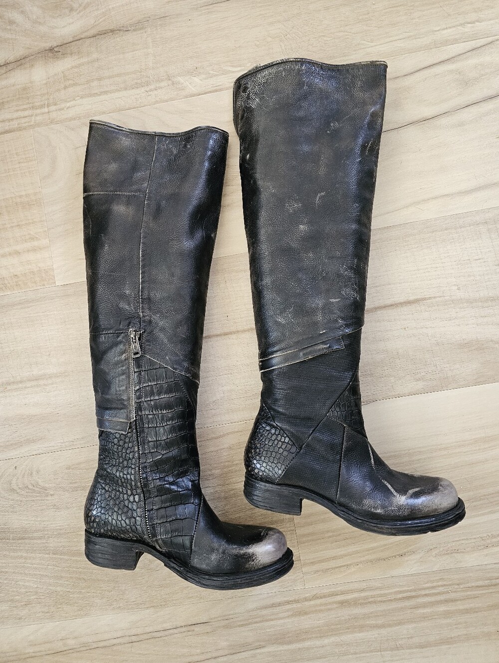 GORGEOUS Italian A.S.98 Handmade Over Knee Distressed Leather Boots Sz 37
